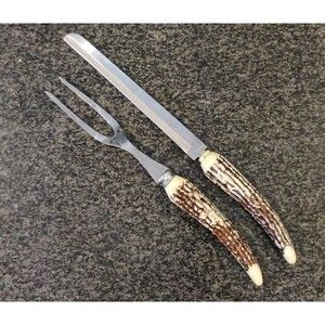 Vintage Crown Awards 2 Piece Carving Knife Fork set - Read